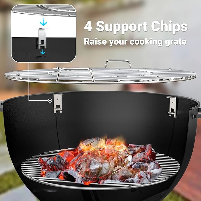 onlyfire Stainless Steel Pizza Ring Kit Pizza Oven Kit for Weber 22-Inch Kettle Grills - Include Pizza Stone and Aluminum Peel