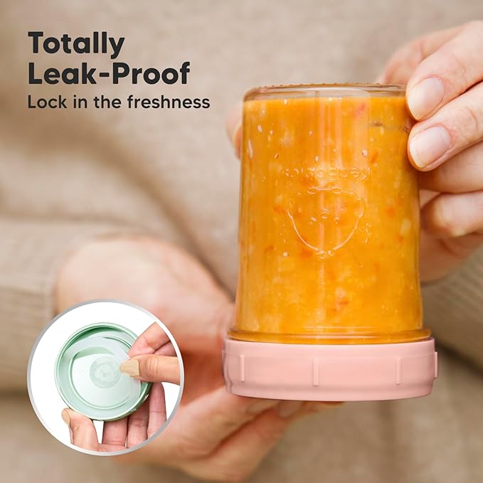 KeaBabies 4pk 8oz & 4pk 4oz Glass Baby Food Containers with Lids - Leak-Proof,Microwavable Small Glass Jars,Baby Purees & Toddler Snack Storage Containers,BPA-Free,Dishwasher & Freezer Safe(Musk Dusk)