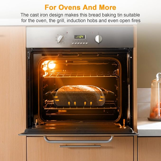 2 Piece SetCast Iron Loaf Pan,Bread Pans for Homemade Bread with Lid Homemade Sourdough and Meatloaf, Bread Oven Cast Iron Cookware