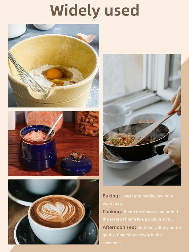 HAOTOP 12oz Sugar Bowl with Lid and Spoon,Simple Ceramic Sugar Jar Sugar Container Sugar Dispenser Coffee Bar Accessories, Modern Kitchen Countertop Canisters (Navy)