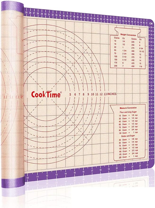 Pastry Baking Mat 28x20 Inch - Larger Silicone Baking Pastry Mat for Rolling Dough,Non Silp Silicon Dough Sheet Mat with Measurement,Perfect for Making Pie,Pizza(Purple)