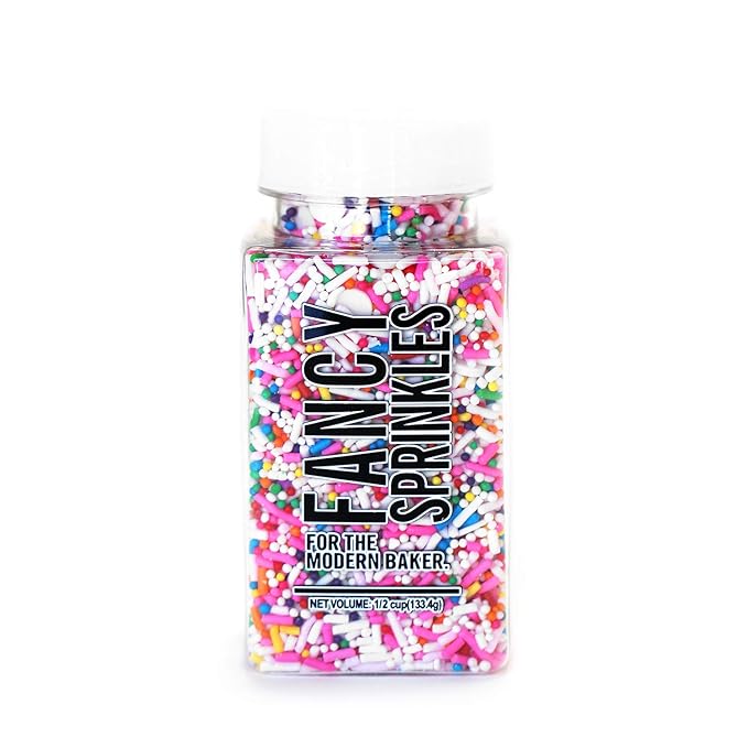 Fancy Sprinkles Animal Crackers Sprinkles, Real Sugar, For Ice Cream, Cookies, Cakes, Cupcakes, Dessert Decorating, Pink & Rainbow Sprinkles (0.5c)