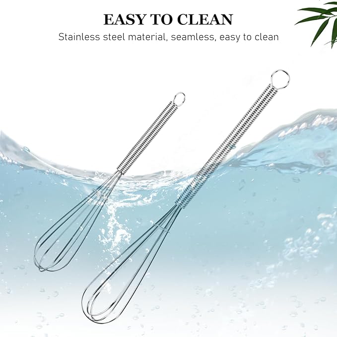 NileHome Mini Whisks Stainless Steel Whisk Set 5" 7" Kitchen Small Wisk Balloon Wire Tiny Whisks for Cooking, Whisking, Blending, Beating, Stirring 2Pack