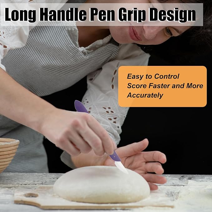 KUNIFU Bread Lame Bread Scoring Tool for Sourdough Scoring, Ceramic Scoring Knife for Bread Baking, Bread Scorer with Protective Cover, for Homemade and Bakery Use