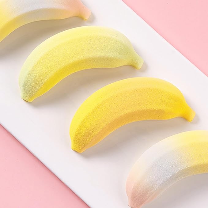 OCPO KITCHEN 3D Banana Shape Silicone Molds for Baking Mousse Cake, 3D Silicone Baking Mold for Candy Pastry Chocolate Truffle Cupcake Jelly Cookie Pudding Cake Decoration Mold, 12-Cavity