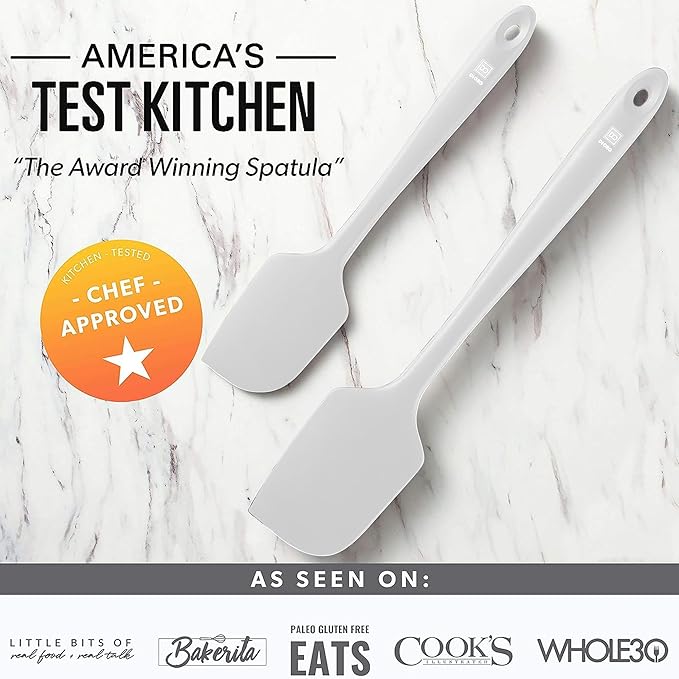 DI ORO Silicone Spatula Set - Rubber Kitchen Spatulas for Baking, Cooking, & Mixing - 600°F Heat-Resistant & BPA Free Silicone Scraper Spatulas for Nonstick Cookware - Dishwasher Safe (5pc, Stone)