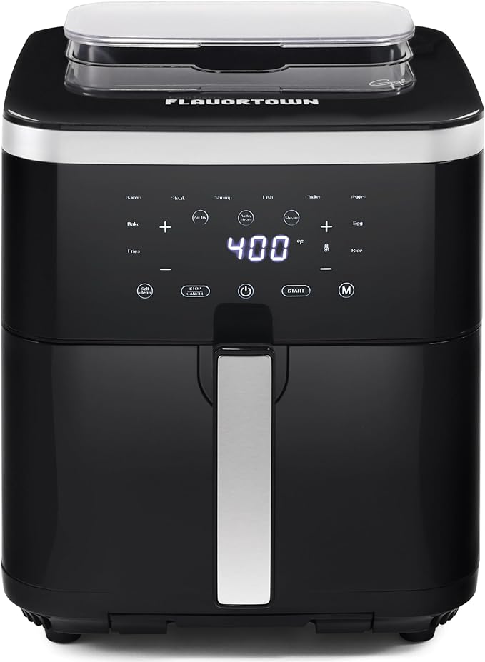 Guy Fieri's Flavortown 6.5 Quart Steam Air Fryer with Moisture Lock Technology – Programmable Steamer and Air Fryer Combination, Temperature Control, 10-Presets, 1700 Watts