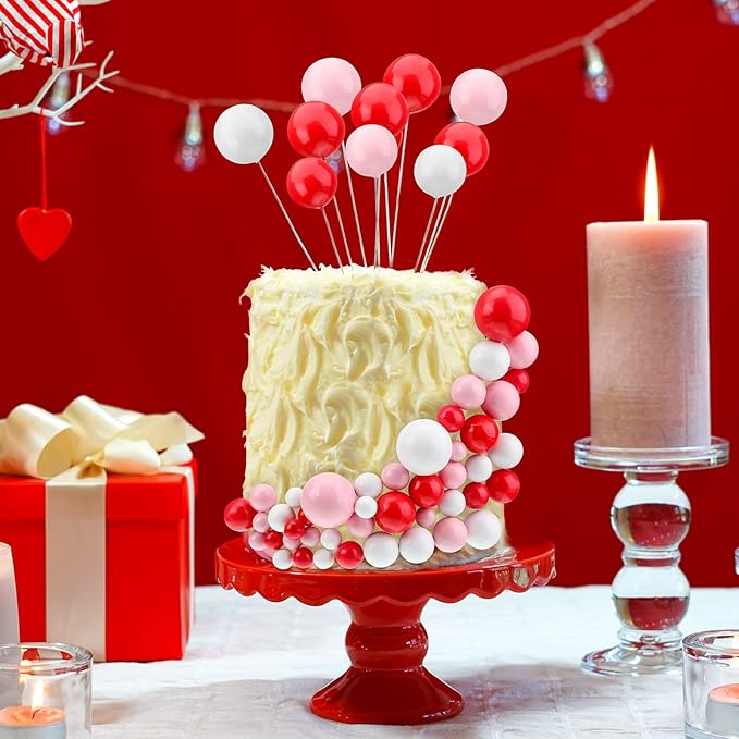 108 Pcs Balls Cake Topper DIY Cupcake Insert Foam Balloons for Cake Baking Wedding Anniversary Birthday Decoration(Pastel Colors,Multi Sizes)