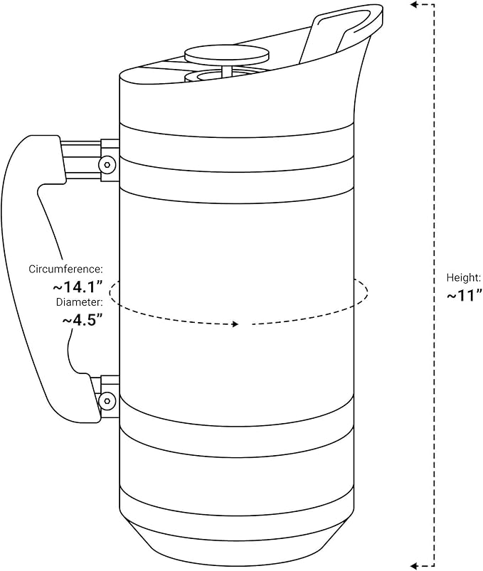 Basecamp Coffee Press - Double Wall Vacuum Insulated Stainless Steel - Bru-Stop Technology, No Grounds in Coffee, No Spill Lid (Storm Gray, 48 fl.oz)