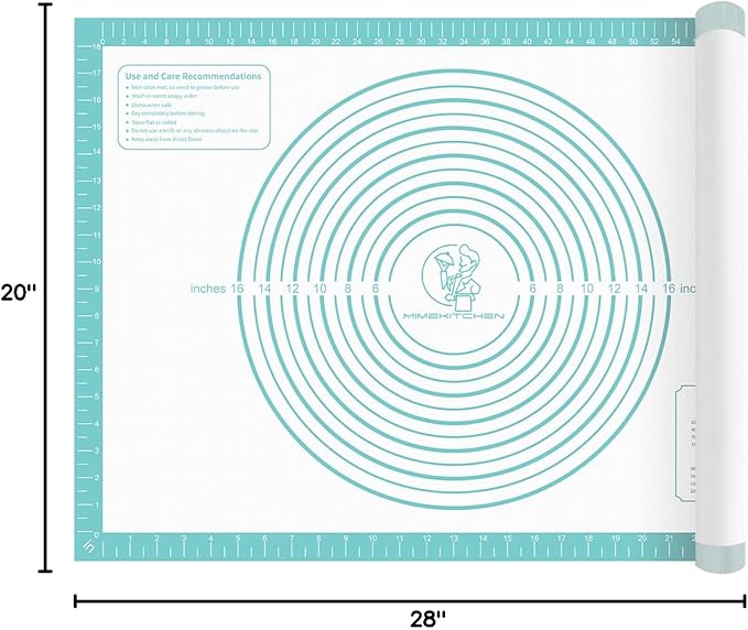 Non stick Pastry Mat, Dough Mat for Rolling, Silicone Baking Mat, Fondant/Pie Crust Mat Kitchen Counter Mat, Macarons Bread Baking Mat Baking Supplies Extra Large 28 x 20 Inch