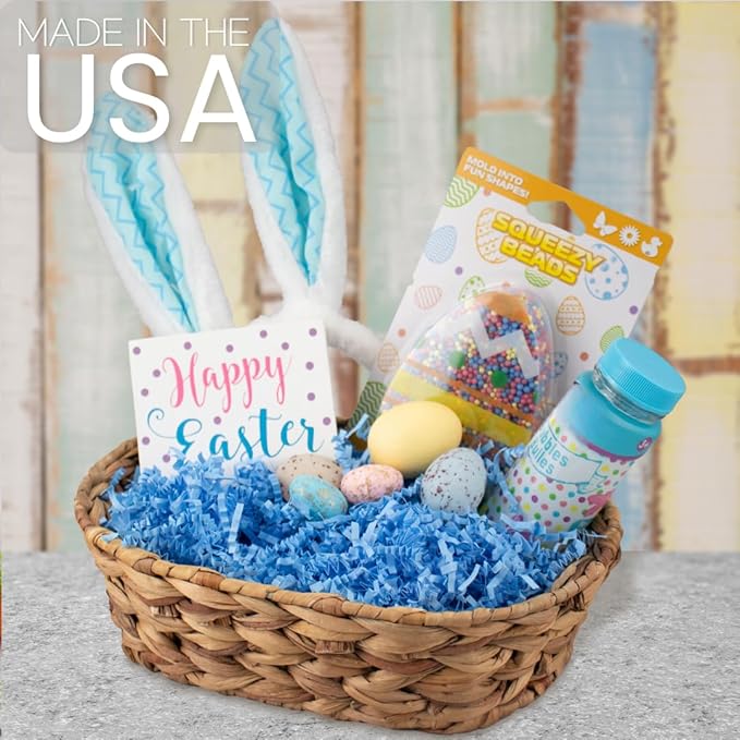 MagicWater Crinkle Cut Paper for Gift Baskets - 2LB - Light Blue - Perfect for Shredded Paper Filler, Basket Filler, Gift Boxes, Bridesmaid Gifts, Halloween Stuffers & More – Ideal for All Occasions