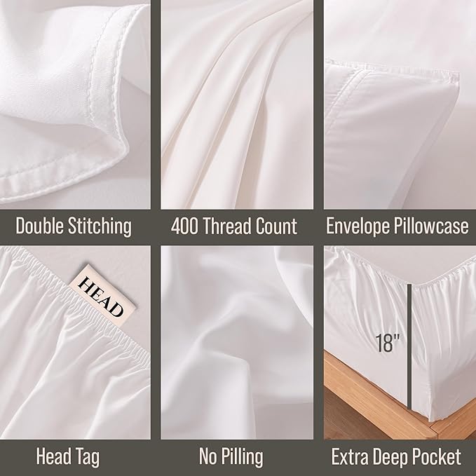 Bella Coterie Luxury Bamboo Viscose Twin XL Size Sheet Set | 100% Organically Grown | Ultra Soft | Cooling for Hot Sleepers | 18" Deep Pocket [White]