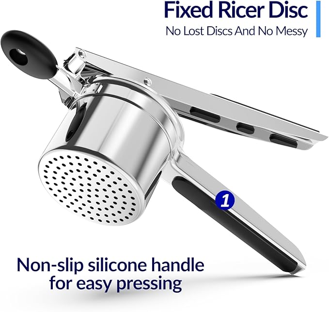 SPEENSUN Potato Ricer, Ricer For Mashed Potatoes, 15 OZ Heavy Duty Stainless Steel Potato Masher Make Fluffy Mashed Potatoes, Fixed Disc Spaetzle Maker Without Messy, With Silicone Handle