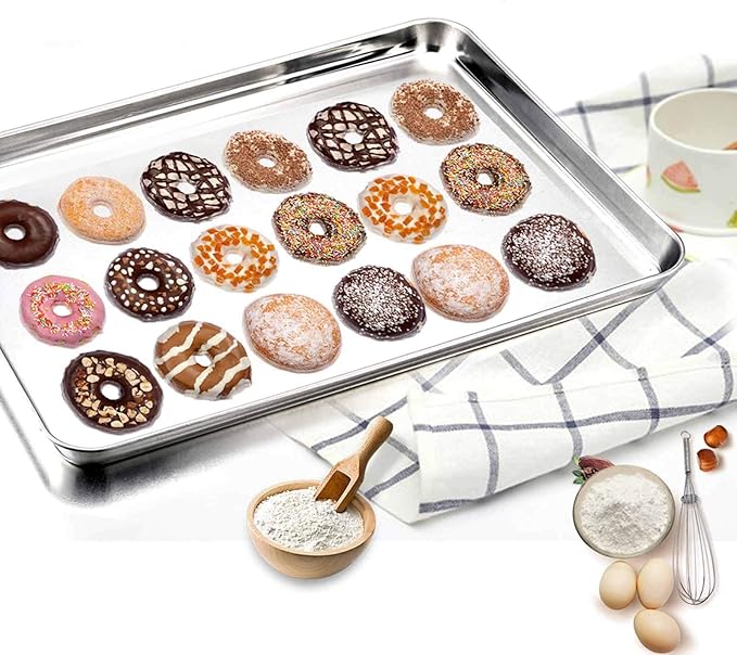 TeamFar Baking Sheet, 17.6’’ x 13’’ x 1’’ Stainless Steel Large Cookie Sheet Half Baking Pans, Non-toxic & Healthy, Easy Clean & Dishwasher Safe, Heavy Duty & Sturdy- Set of 2