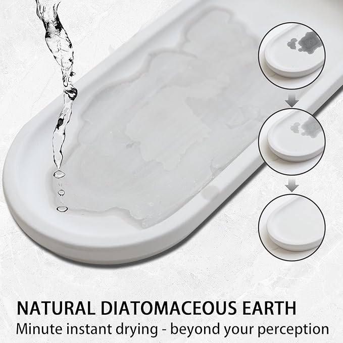 Diatomite Sink Caddy for Kitchen Organizer, Quick Dry Holder for Sponge, Dish, Brush, Bathroom Soap, Toothbrush - Fast Absorbing Stone Tray (Grey, 11" x 5")