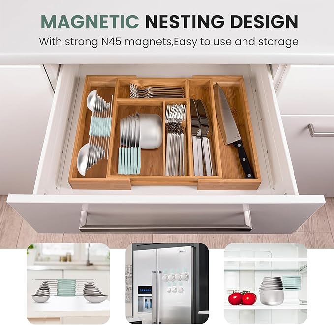 Magnetic Measuring Cups and Spoons Set-Heavy Duty 304 Stainless Steel，Double Measurement Markings，Set of 16 with Leveler for Measure Dry and Liquid Ingredients (Mint)