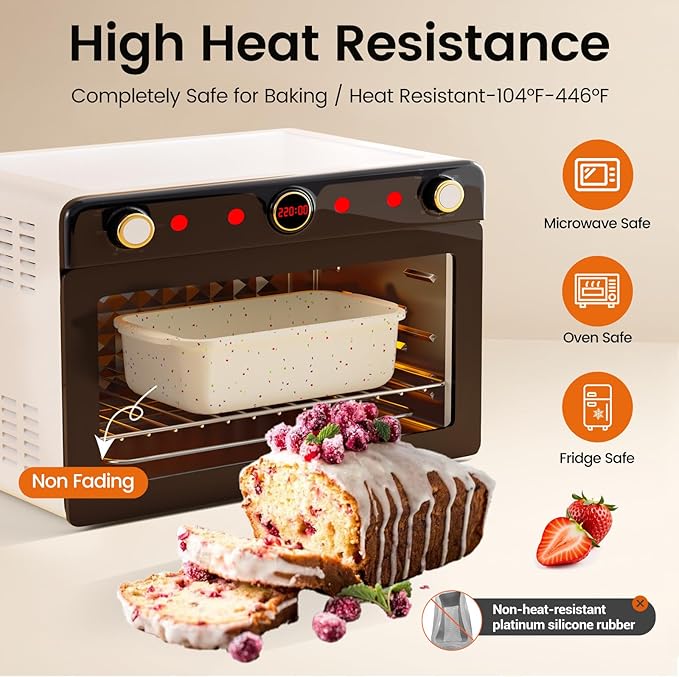 SJ Silicone Bread Loaf Pan with Metal Reinforced Frame, 9.5 x 5 in Non-stick Silicone 1 lb Loaf Pan for Baking, 2 Pack Durable Bread Pan for Oven Dishwasher Safe - Cream