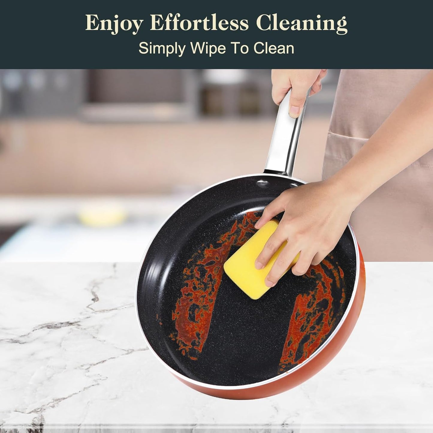 Pots and Pans Set Non Stick, 7 Piece Ceramic Cookware Set, Non Toxic Kitchen Induction Cookware Sets, Pots and Pans Cooking Set with Oven Safe Handle, 100% PFOA Free, Copper