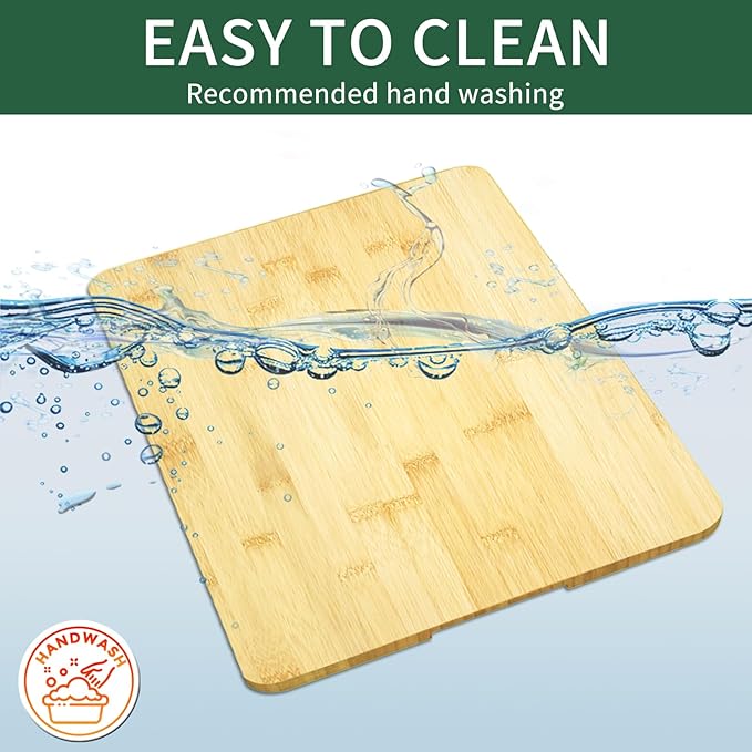 16.3" x 13.3" Bamboo Cutting Board, Toaster Oven Accessories With Heat-Resistant Non-Skid Silicone Feet for Ninja Foodi DT201 DT251 Smart Oven Countertop Convection Oven,100% Organic Bamboo