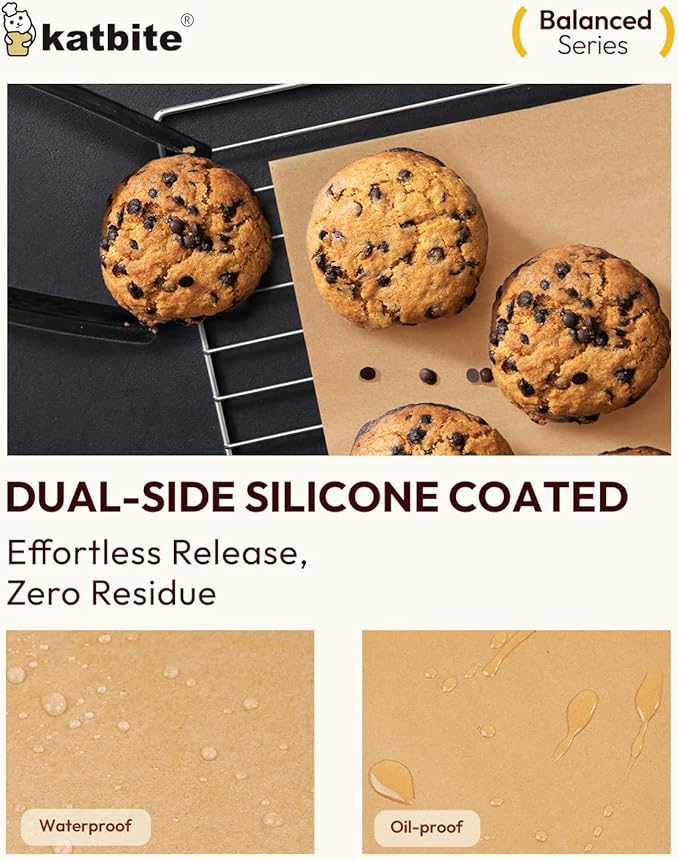 Katbite 200 Pcs Parchment Paper, 8 x 8 Inch Unbleached Baking Paper, Oil Resistant & Easy Clean, Non-Stick Precut Parchment Paper Sheets for Baking Square, Cooking, Air Fryer [Balance Series]