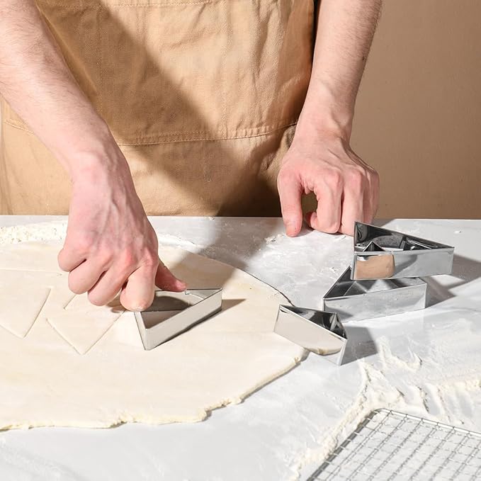 Equilateral Triangle Cookie Cutter Set Large Stainless Steel Geometric Frame Plaque Cookie Cutters Shapes Molds - 1 Inch Depth (4 Sizes)