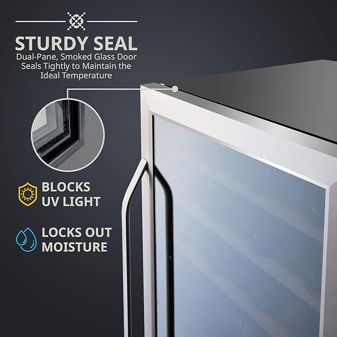 Ivation 43 Bottle Dual Zone Wine Cooler Refrigerator w/Lock | Large Freestanding Wine Cellar For Red, White, Champagne & Sparkling Wine | 41f-64f Digital Temperature Control Fridge Stainless Steel