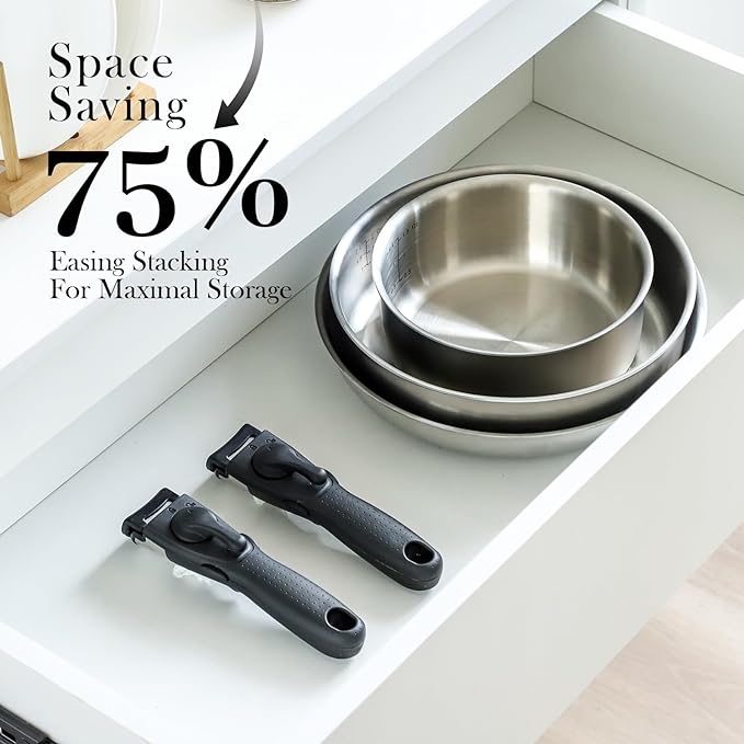 ROYDX 3-Ply Pots and Pans Set,18/10 Stainless Steel Cookware Set with Detachable Handles,PFOA Free, Frying Pan,Saucepans with Lid for All Stoves, Dishwasher and Oven Safe, Camping