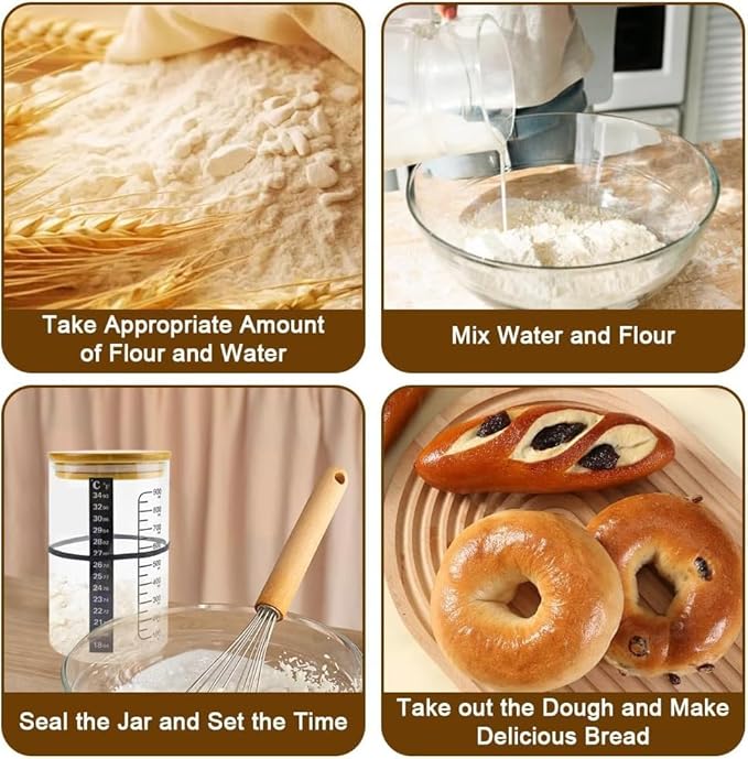 Pro Sourdough Bread Starter Kit - 34 oz sourdough jar with 5 unique features for the perfect sour dough bread & sourdough starter kit - baking supplies (34oz-2pack)