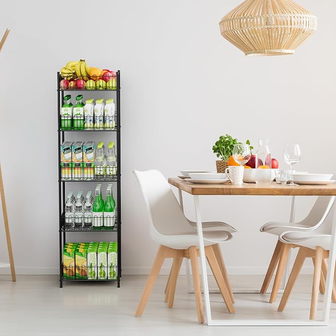 OYEAL Soda Can Organizer for Pantry 5 Tier Water Bottle Organizer Holder for Tumbler Travel Mug Cup, Freestanding Can Storage Organizer for Pantry Kitchen Living Room Organization