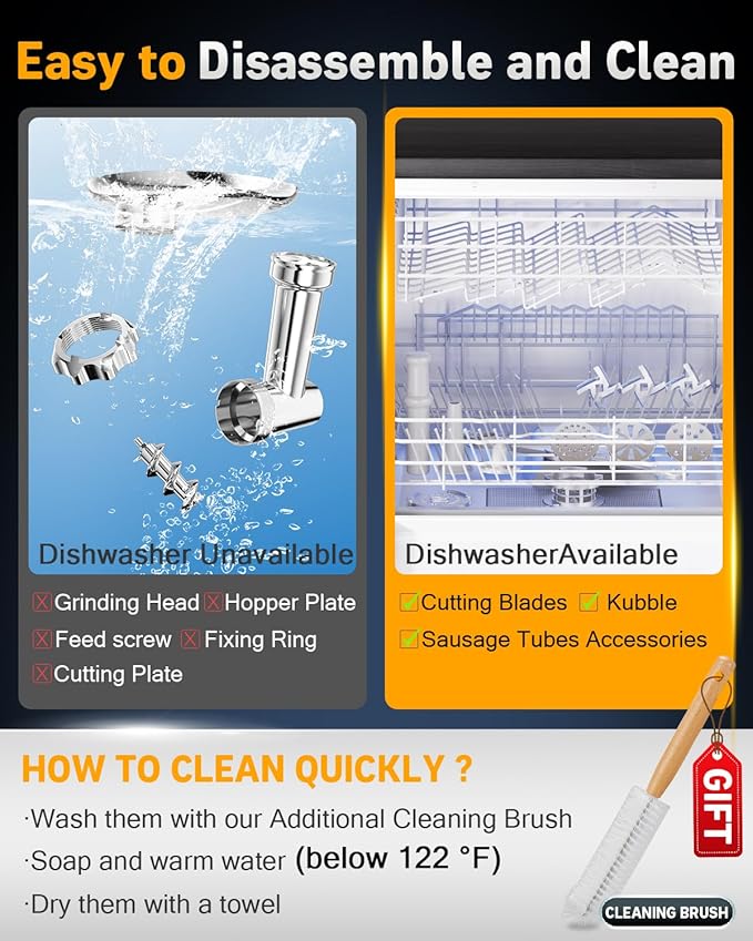 Electric Meat Grinder: [3000W Superior Motor] [Exquisite Box] Meat Grinder with 6 PCS Stainless Steel Blades & Grinding Plates, Sausage Stuffer Tubes & Kubbe Kit Portable Handle for Gift (Black)