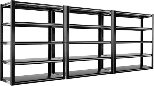 REIBII Storage Shelves Heavy Duty Garage Shelving 72" Adjustable Metal Shelves for Storage 5 Tier Garage Shelf Heavy Duty 2500LBS Basement Kitchen Pantry Shelf, 3 Pack