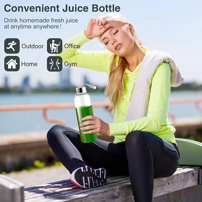 Juicer Machines, AMZCHEF Slow Cold Press Juicer with 2 Speed Modes, Travel bottles(500ML),Easy to Clean Brush & Quiet Motor for Vegetables & Fruits,Matte Black