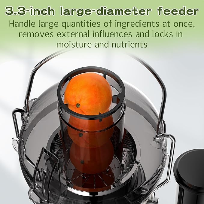 Juicer Maker,Vospeed Juicer Machines,750W juicer machines vegetable and fruit,With 3.5-Inch Wide-Mouth Feed Chute,Juice Extraction at Constant Temperature,With 1.2L Cup, BPA-Free,Easy to Clean (White)