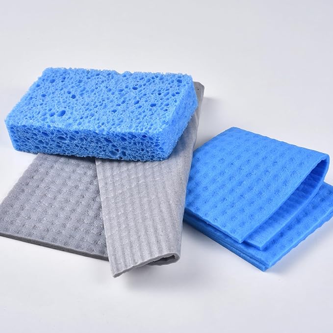 MEUUT 12 Packs Swedish Dishcloths and Kitchen Sponges for Cleaning, Reusable Absorbent Compressed Cellulose Cleaning Sponge Dish Clothes for Kitchen and Household Use