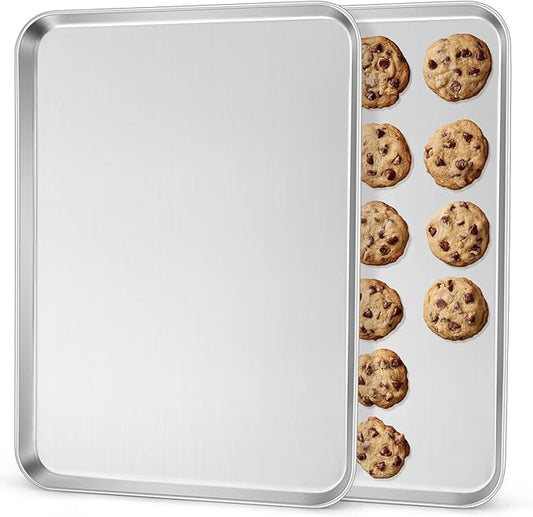 2Pack Large Cookies Sheets for Baking, Leonyo 20IN x 14IN Stainless Steel Baking Sheets, 1.2IN Deep Metal Toaster Oven Pan Tray for Oven, Dishwasher Safe