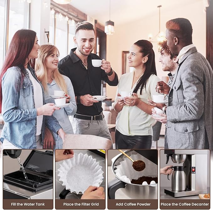 SYBO Commercial Coffee Makers 12 Cup, Drip Coffee Maker Brewer with 74Oz thermal carafe, Stainless Steel Cafetera SF-CB-1AA