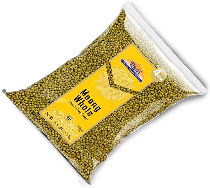 Rani Moong Whole (Ideal for cooking & sprouting, Whole Mung Beans with skin) Lentils Indian 64oz (4lbs) 1.81kg Bulk ~ All Natural | Gluten Friendly | Non-GMO | Kosher | Vegan | Indian Origin