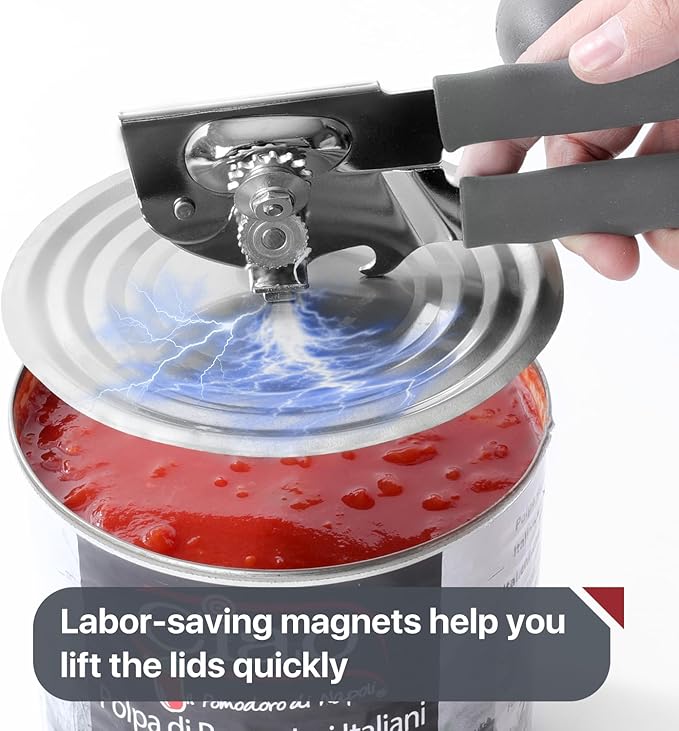 Commercial Can Opener, UHIYEE Hand Crank Can Opener Manual Heavy Duty with Comfortable Extra-long Handles, Oversized Knob, Large Handheld Can Open Easy for Big Cans, Gray