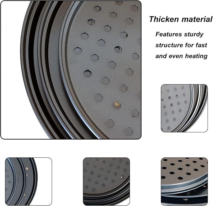 Baking Steel Pizza Pan with Holes, Round Pizza Pan for Oven, 9 Inch, 11 Inch, 12 Inch Bakeware Pizza Tray, Nonstick Baking Supplies Home Kitchen Steel Crisper Pizza Pan Set (3 Pcs)