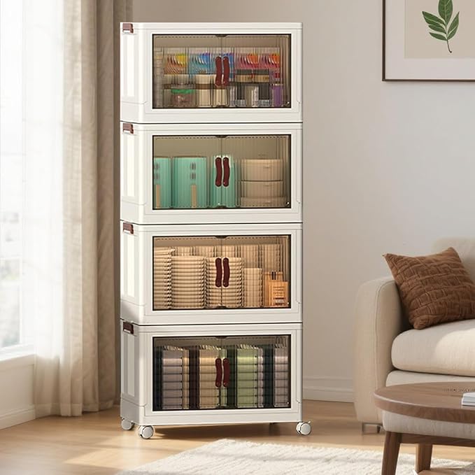 YUFER 480QT (4Packs, 120QT) Stackable Storage Bins with Lid - Heavy Duty Storage Shelves, Large Plastic Containers with Secure Lids for Closet, Bathroom, Garage & Home Organization