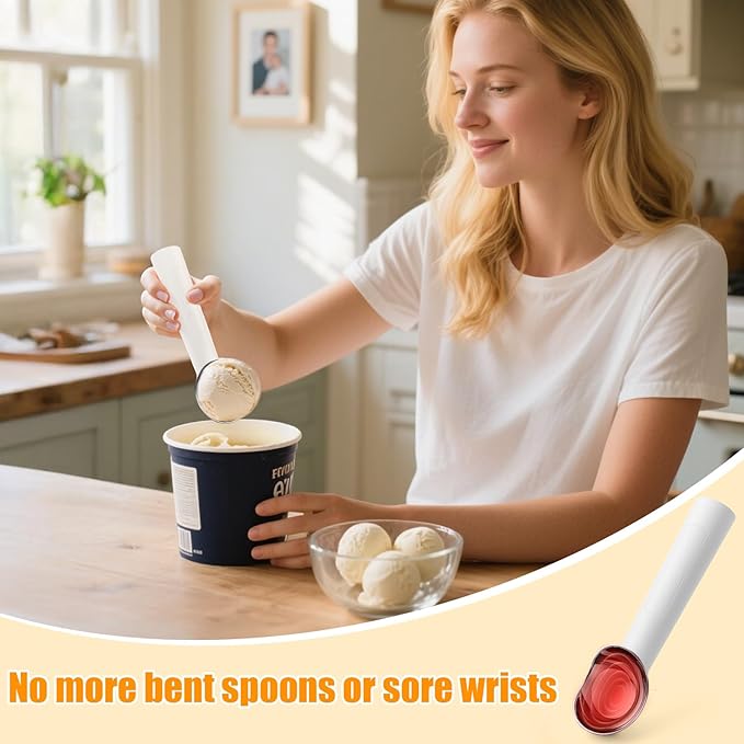Juome Heated Ice Cream Scoop - 15 Seconds Fast Heating Electric Ice Cream Scooper USB Rechargeable, Handheld Heats Up to 158°F with LED Display for Hard Ice Cream, Easy Use for Seniors & Kids (White)