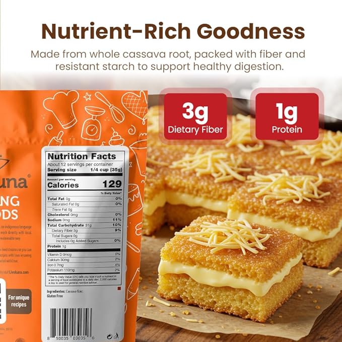 LiveKuna - Cassava Flour, Cassava Root Baking Flour, Gluten-free Flour, Alternative to All Purpose Flour, Spelt Flour, Great for Baking Vegan Bread and Casava Flour Tortillas