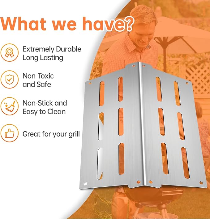 7620 Flavorizer Bars 7622 Heat Deflector for Weber Genesis Grill Parts 300 Series E/S-310 320 330 EP/cep-310 320 330 (with Front Control Knob),Stainless Steel Heat Plate