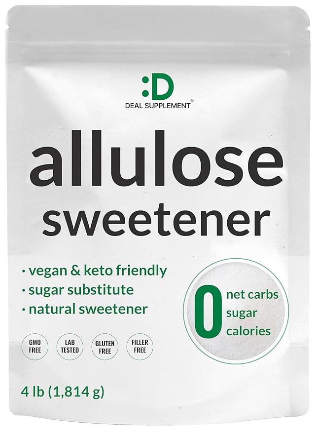 Allulose Sweetener 4 Pounds – Natural Sugar Substitutes, No Aftertaste – Keto Friendly, Vegan, Zero Net Carb, Zero Calorie – Great for Cooking & Baking