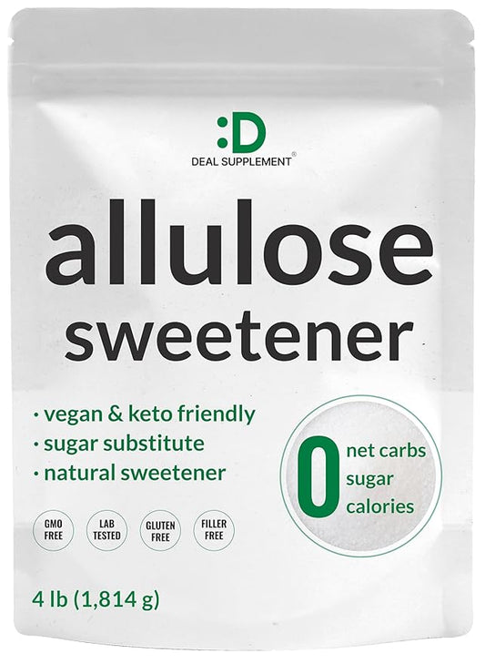 Allulose Sweetener 4 Pounds – Natural Sugar Substitutes, No Aftertaste – Keto Friendly, Vegan, Zero Net Carb, Zero Calorie – Great for Cooking & Baking