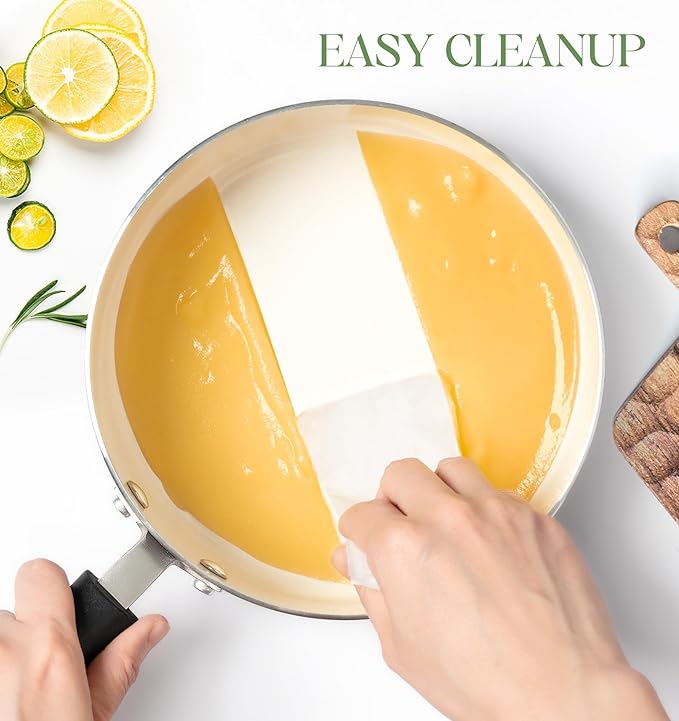 MICHELANGELO Nonstick Sauce Pan with Lid, Ceramic Saucepan Set, Non Toxic Small Saucepans Sets with Stay-Cool Handle, Induction Pots For Cooking, PTFE & PFOA Free - 1Qt & 2Qt & 3Qt, Green