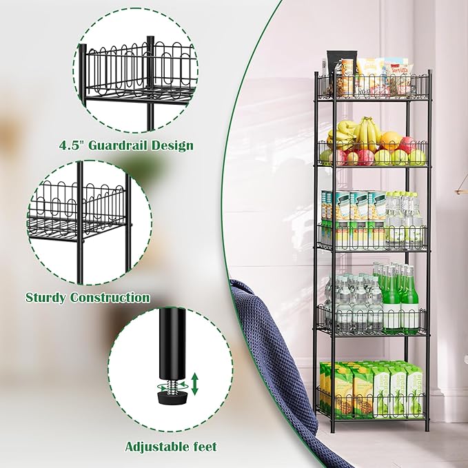 OYEAL Soda Can Organizer for Pantry 5 Tier Water Bottle Organizer Holder for Tumbler Travel Mug Cup, Freestanding Can Storage Organizer for Pantry Kitchen Living Room Organization