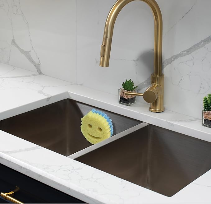 BeraTek Industries Storage Theory Sponge Daddy Caddy & Under Sink Sponge Holder Combo - Kitchen Sink Organizer Keeps Sponges Dry, Odor-Free - White, Combo Pack