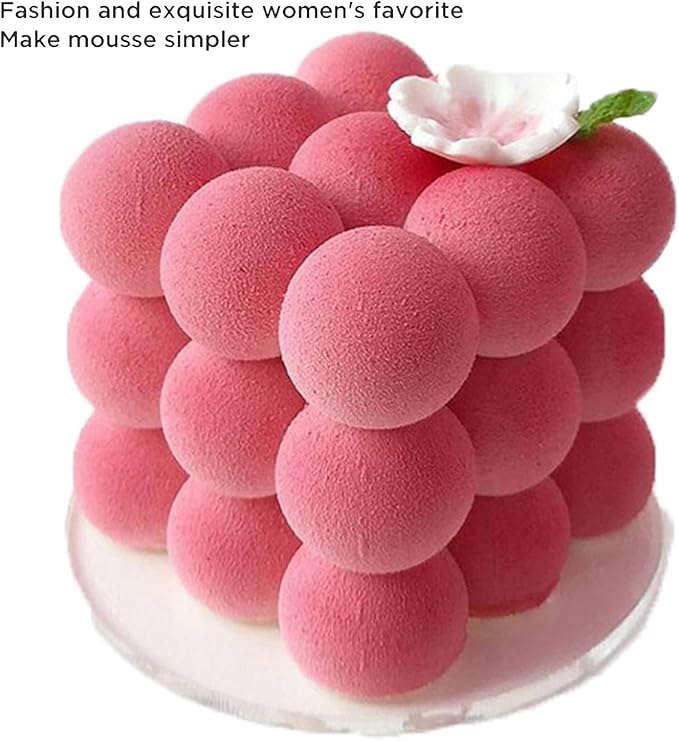 OCPO KITCHEN Bubble Silicone Baking Mold, Silicone Candle Mold, French Dessert Molds for Mousse Cake Pastry Chocolate Pudding Jelly Cheesecake Ice Cream, Cube Shape (6-Cavity)