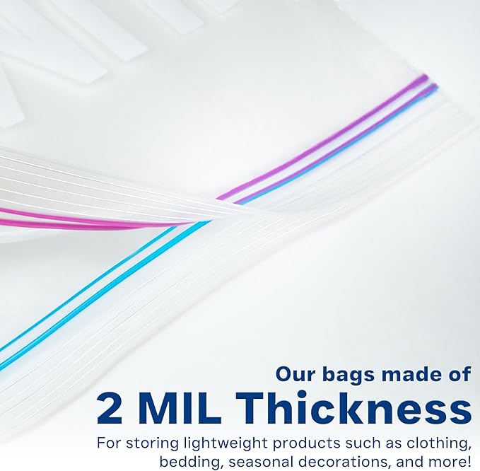 Large Storage Bags, 18"x24" Jumbo Plastic Bag, BPA Free, 5 Gallon XL Zipper Lock Baggies for Clothes Pillow Travel Moving - 30 Jumbo Bags